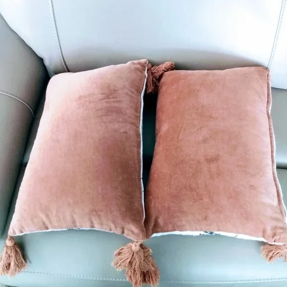 COTTON & VELVET PRINT PILLOW WITH TIGEr IMAGES & TASSELS - Picture 5 of 10